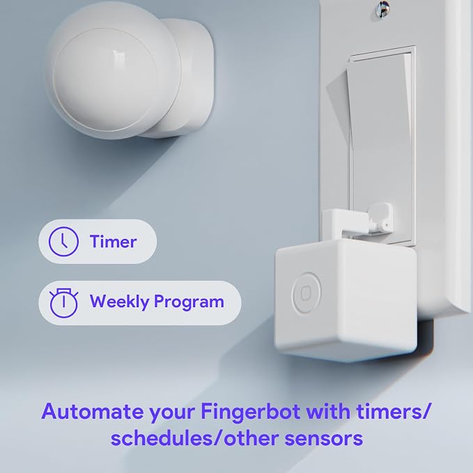Fingerbot Plus (Bluetooth) Smart Button Pusher – No-Wire Smart Switch with App, Timer & Touch Control, Alexa & Google Home Compatible with ORYZIC Tuya Bluetooth Hub, Rechargeable