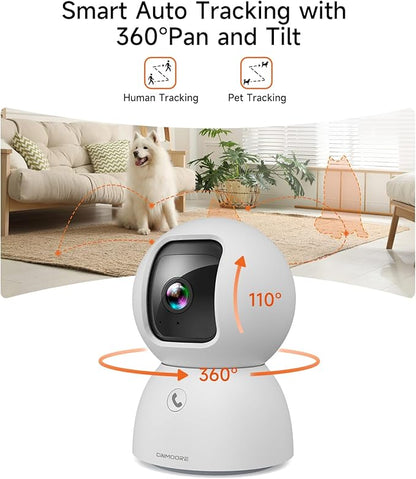 2 Pack 5G Pet Camera Indoor with Phone App, 3K Cat Dog Camera with Speaker, 5MP Cameras for Home Security, Person/Pet/Facial AI Detection Pan-Tilt Motion Tracking, 2-Way Talk, 2.4G/5G Dual-Band Wi-Fi