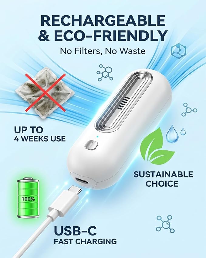 Fridge Deodorizer Refrigerator Odor Eliminator Smell Remover Portable Powerful Deodoriser Freshness Preserver Compact Rechargeable Eliminate No Filters Extends Food Reduces Waste Car