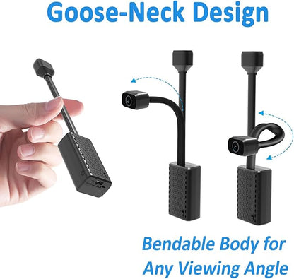 2K Mini Goose-Neck Security Camera Wireless with Magnetic Mount, Built-in Hotspot & Battery, Color Night Vision, Motion Detection, Cloud Storage, Phone & PC Monitoring for Home Security (W-G2)