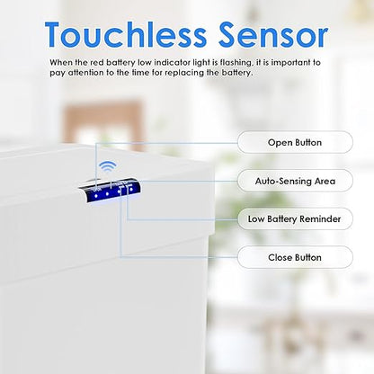 Sensor Trash Can, Touchless Motion Sensor Trash Bin, Smart Automatic Garbage Can with Soft-Close Lid, Bag Retainer Ring and Display Light,for Kitchen,Living Room Office (White, 21.1 Gal)