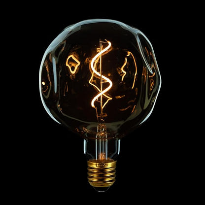 G40 LED Edison Bulb, Smoke Gray Hand-Blown Hard Glass, 4W (25W Incandescent Equivalent), 110-130V, E26, 2000K Warm Yellow Light, 200LM, Dimmable, for Indoor Decorative Lighting