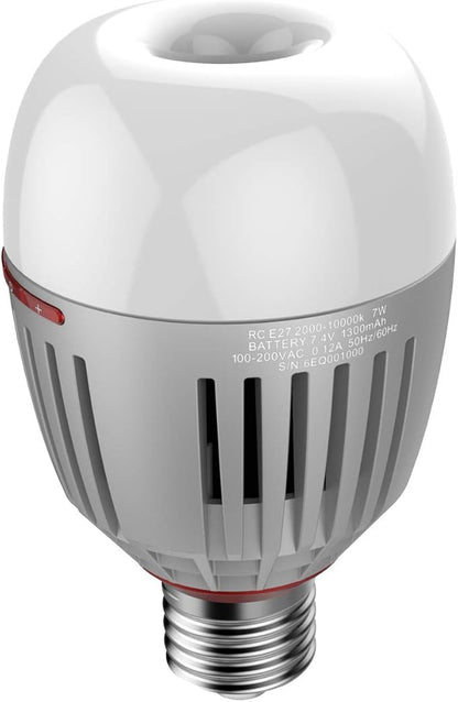 US Stock Aputure Accent B7C 7W RGBWW LED Smart Bulb with E26/E27 Socket,TLCI 96+ CRI 95+ 2,000K-10,000K,Built-in Battery/AC Power