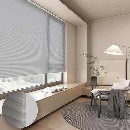 Cellular Shades Light Filtering Honeycomb Blinds for Indoor Windows, Cordless Cellular Shades 1.5 inch Cell Pleated for Bedroom Home Office, Custom Size, Half Shading Misty Lavender