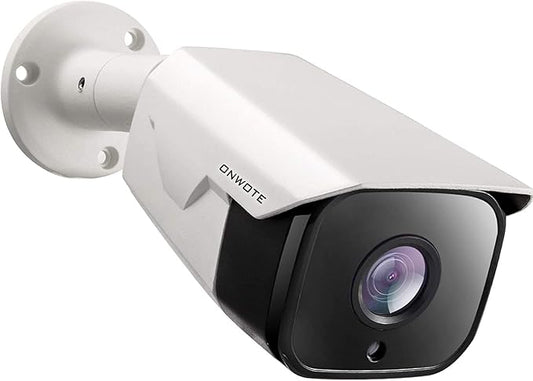 ONWOTE 4K 8MP PoE IP Security Camera, AI Human Vehicle Detection, 3840x2160 8 Megapixels, 134° FoV, Video Audio, Indoor Outdoor, Commercial Wired Camera for Business, Add-on to PoE NVR System (White)