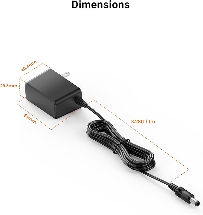 Anlapus DC 12V 2A Power Adapter, 5.5mm x 2.1mm Plug, 3.28ft Long Cords, 100V-240V Power Supply for Home CCTV Security Cameras, DVR, NVR Surveillance Systems