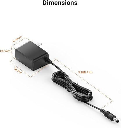 Anlapus DC 12V 2A Power Adapter, 5.5mm x 2.1mm Plug, 3.28ft Long Cords, 100V-240V Power Supply for Home CCTV Security Cameras, DVR, NVR Surveillance Systems