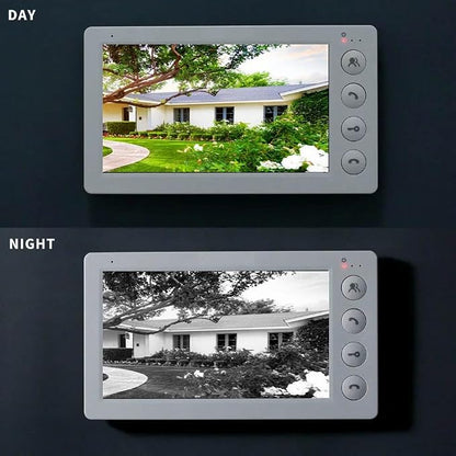 7 Inch Video Apartment Doorbell Intercom System,Two-Way Audio, Infrared Night Vision Function, IP65 Dustproof and Waterproof, Unlocking,90°Wide Angle Lens for Home Villa
