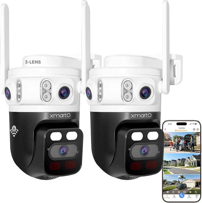XMARTO 2-Pack 6MP Tri-Lens WiFi Security Camera