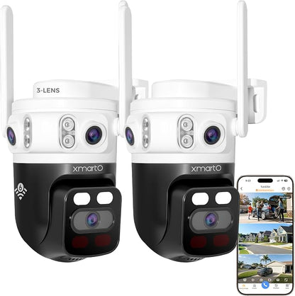XMARTO 2-Pack 6MP Tri-Lens WiFi Security Camera