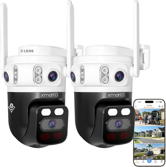 XMARTO 2-Pack 6MP Tri-Lens WiFi Security Camera