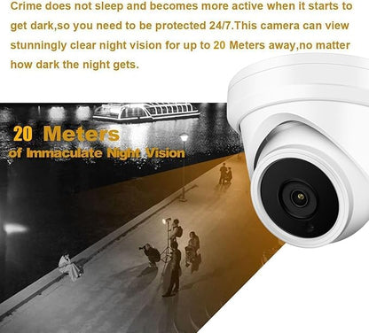 Real HD 4MP Analog Coax Turret Dome TVI CVI CCTV Surveillance Security Camera, 2.8mm 100° Wide Viewing Angle, 65ft IR Night Vision, Outdoor, Full Metal Housing, ONLY Compatible with 4/5MP and 8MP DVR
