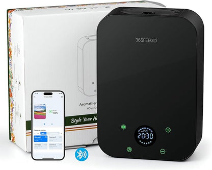 Waterless Oil Diffuser - Pure Essential Oil Diffuser with App Control - 150ml/1700 Sq.Ft. Coverage for Effective Aromatherapy in Home/Office/Hotel (Black)