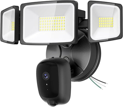 Floodlight Camera Hardwired 6500LM, 2K HD Security Camera Outdoor with Motion-Activated, 2.4G WiFi, Color Night Vision, 24/7 Recording, 2-Way Audio, Built-in Siren, Works with Alexa & Google