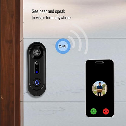 Doorbell Camera Wireless 1080P, Video Doorbell Wireless with Chime, Cloud Storage,Night Vision, Motion Detection,2 Way Audio, Weather Resistant, Real Time Alert,2.4G WiFi (Black)