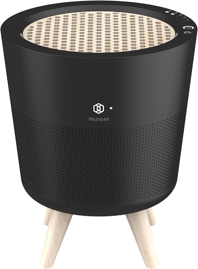 IMUNSEN M-002B HEPA Air Purifier with H13 True HEPA Filter, Cypress Wood Filter, Auto Sleep Mode, Filters 99.97% Pollen, Smoke, Perfect for Office and Bedroom, Made in Korea - Black