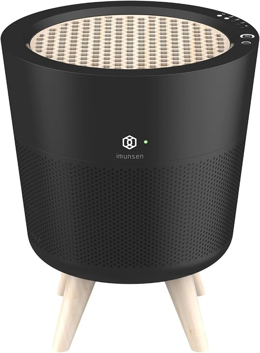 IMUNSEN M-002B HEPA Air Purifier with H13 True HEPA Filter, Cypress Wood Filter, Auto Sleep Mode, Filters 99.97% Pollen, Smoke, Perfect for Office and Bedroom, Made in Korea - Black