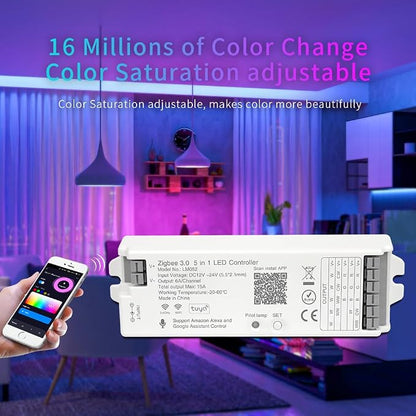 5in1 LM052 Tuya Zigbee3.0 LED Controller for All PWM(no IC) Strip