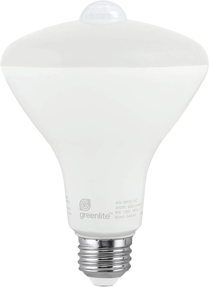 Greenlite BR30 E26 Medium LED Motion Activated Bulb Bright White 65 Watt Equivalence 1 Pk.
