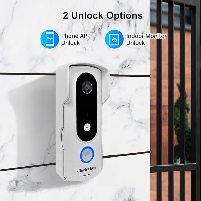 Video Intercom System, 7 Inches Touch Screen Video Doorbell with Monitor, Video Camera Kits Support Unlock, Monitoring, Wire Connection Dual-Way for Villa Office Apartment (APP with WiFi)