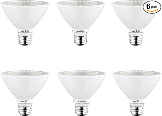 Sunlite LED PAR30 Short Neck Flood Light Bulb, 9 Watt, (75W Equivalent), 850 Lumens, Medium Screw (E26) Base, Dimmable, ETL Listed, 5000K Daylight, 6 Count