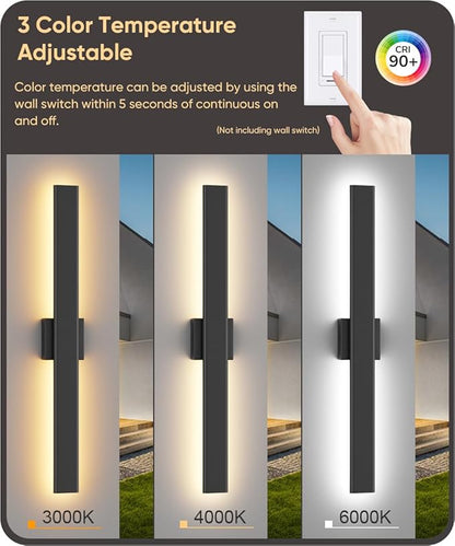 Aipsun Black Outdoor Wall Sconce 3000K 4000K 6000K, 31.5in Modern Exterior Light 1 Pack, Long LED Linear Wall Light Outside Lighting for Entrance, Hallway, Garage, Porch(3CCT)