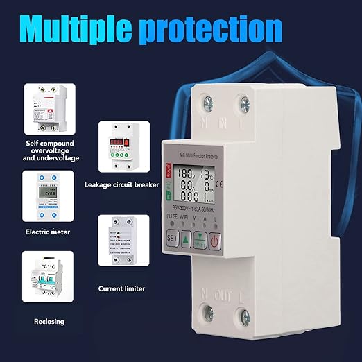 AC85-300V 63A Smart Circuit Breaker, Smart Breaker, Smart Shunt for Tuya Energy Circuit Breaker Multi Function Protector