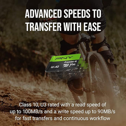 PNY P-SDU512V32100PX-GE 512GB Premier-X Class 10 U3 V30 microSDXC Flash Memory Card, Black