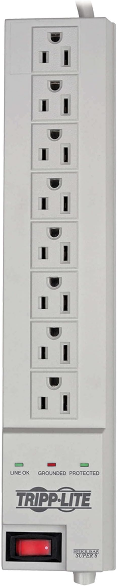 Tripp Lite 8 Outlet Surge Protector Power Strip, 8ft Cord, Right Angle Plug, Lifetime Manufacturer's Guarantee & $35,000 INSURANCE (SK6-6)