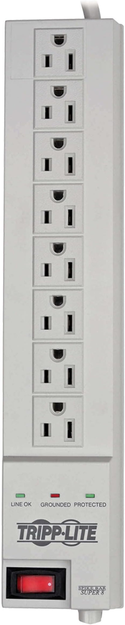 Tripp Lite 8 Outlet Surge Protector Power Strip, 8ft Cord, Right Angle Plug, Lifetime Manufacturer's Guarantee & $35,000 INSURANCE (SK6-6)