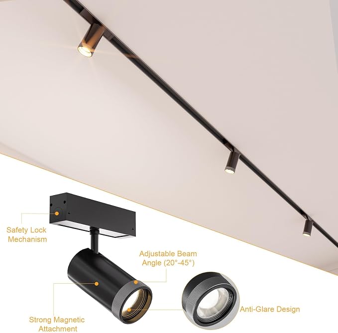Adjustable Focus Spotlight, 18W CCT Magnetic Track Light Head | 24V LED Lamp, Rotatable Spotlight, Smart Control via App Remote Voice, Dimmable 2700K-6000K, ETL Certified Beam Angle 20°-45°