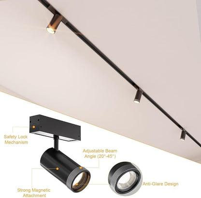 Adjustable Focus Spotlight, 18W CCT Magnetic Track Light Head | 24V LED Lamp, Rotatable Spotlight, Smart Control via App Remote Voice, Dimmable 2700K-6000K, ETL Certified Beam Angle 20°-45°