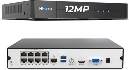 [12MP + 16CH Extendable] Hiseeu 12MP PoE NVR Network Video Recorder, Work with 12MP/8MP/5MP/4MP/3MP/1080P PoE Camera, Motion Detect, 24/7 Recording, Smart Playback, No Hard Drive