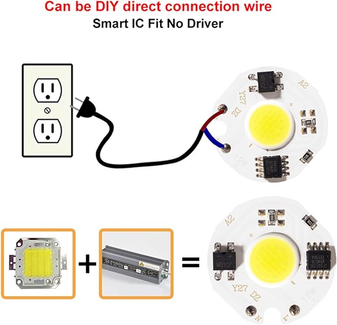 5pcs Y27 LED COB Chip 3W / 5W / 7W / 10W / 12W 220V Smart IC Without Driver LED Bulb DIY Floodlight Spotlight Accessories(Warm White,7W)