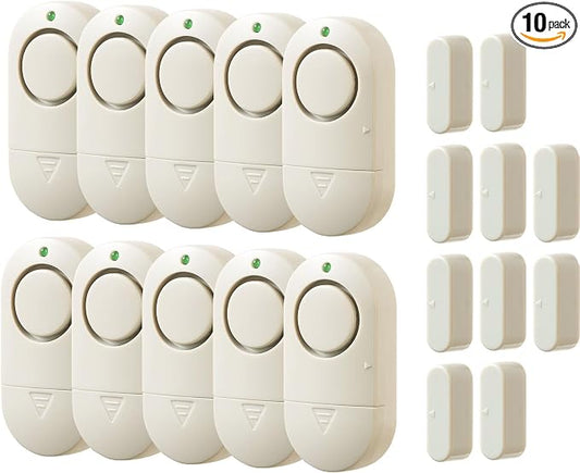120DB High Decibel Door Window Alarms for Home Security, Toddler Child Safety Entry Open Alert Door Chime, Anti Intrusion Sensor for Household Store Apartment Garage, 10 Pack Beige