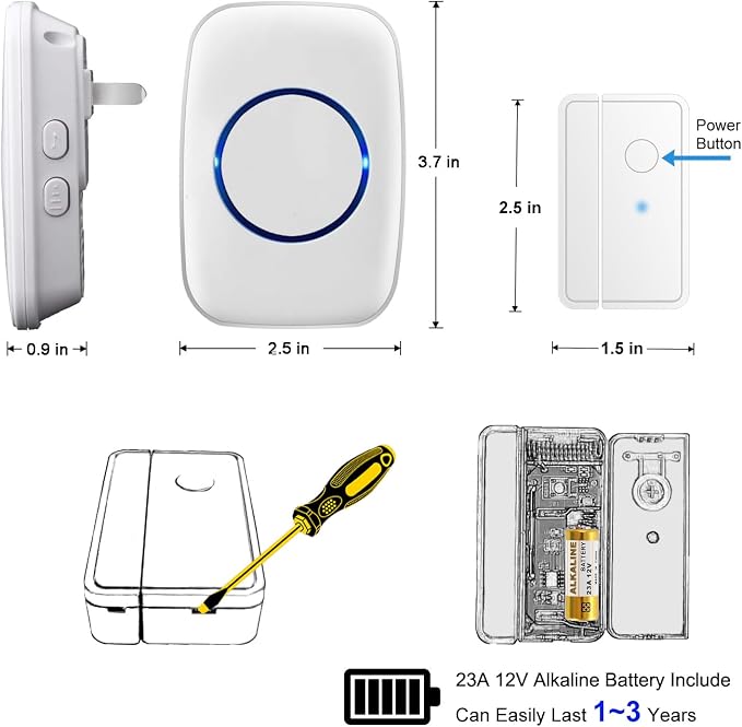 FullHouse Door Chime When Door Opens, Wireless Door Sensor Entry Alarm