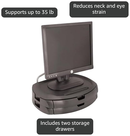 Kantek LCD Monitor Stand, 18" X 12.5" X 5", Black, Supports 35 Lbs