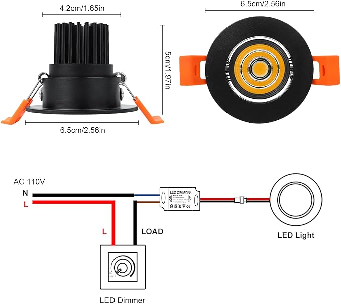 inShareplus 2 Inch LED Downlight, 3W Recessed Lighting COB Dimmable, Ultra Thin Recessed Light 4000k Natural White, CRI80, Black Trim, Ceiling Lights with LED Driver, 6 Pack
