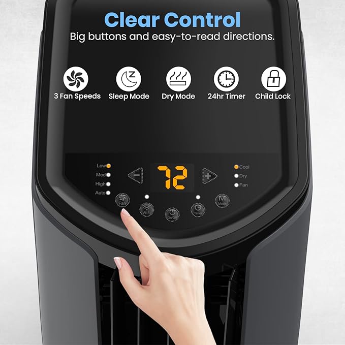 TOSOT 10,200BTU (6,200 BTU SACC) Portable Air Conditioner, Smart Wifi Control, AC Unit with Dehumidifier, Fan, Window Kit for Easy Installation, Cool Rooms Up to 400 Square Feet, Shiny Series
