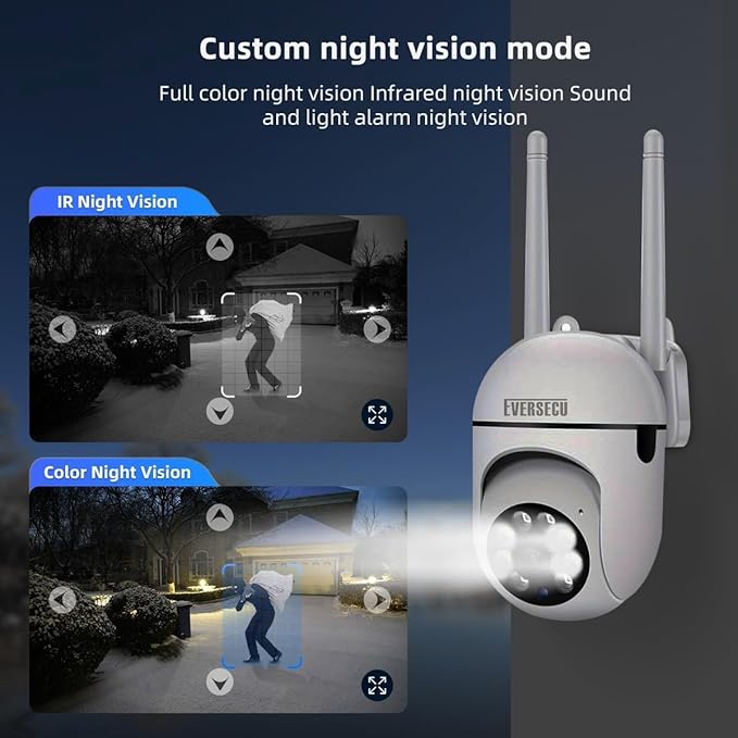 EVERSECU 1080P Outdoor WiFi PTZ Security Camera, 5G WiFi, Auto Tracking, 2 Way Audio, Spotlight Night Vision, Compatible with Alexa, SD Card & Cloud Storage, Support ONVIF&RTSP IP CCTV Camera(4pack)