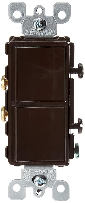 Leviton 15 Amp, 120/277 Volt, Decora Single-Pole, AC Combination Switch, Commercial Grade, Grounding, 5634, Brown