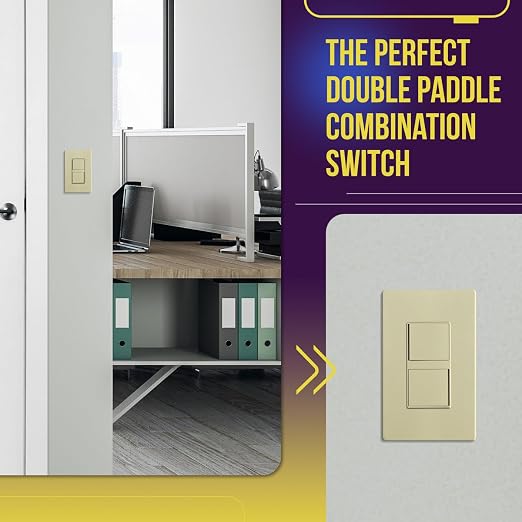 ENERLITES Ivory Double Paddle Decorator Single Pole Switch, 15A, 1 Pack