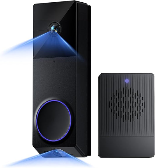WYZE Wireless Duo Cam Video Doorbell (Chime Included), Battery Powered, 2K Full HD Video, 2 Cameras (People and Package), 2-Way Audio, Color Night Vision