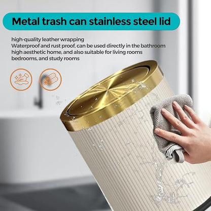 4 Gallon Bathroom Trash can with Swing Lid, Grey Gold
