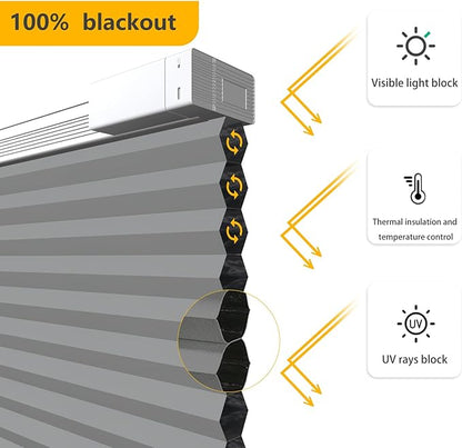 Motorized Cellular Shades Cordless Blackout Rechargeable Window Shades with Remote for Privacy Protection Smart Home Electric Curtains Automatic Honeycomb Blinds for Windows, 36" x 48", Grey