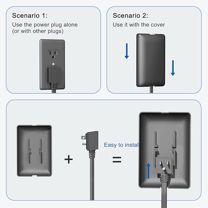 CABOCASA 3FT Ultra Flat Plug Extension Cord Power Strip with 3 Outlets, Patented Detachable Ultra-Thin Outlet Cover Concealer & Ultra-Flat Plug, Max. 13A 125V 1625W ETL Listed, Black Color