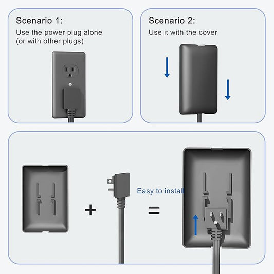 CABOCASA 3FT Ultra Flat Plug Extension Cord Power Strip with 3 Outlets, Patented Detachable Ultra-Thin Outlet Cover Concealer & Ultra-Flat Plug, Max. 13A 125V 1625W ETL Listed, Black Color
