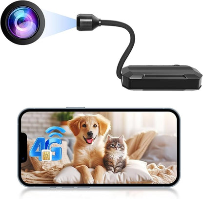 4K HD 4G LTE Cellular Hidden Surveillance Camera (No WiFi Required, Built-in SIM Card), Mobile Remote Car, Pet, and Baby Mini Monitor (Features Night Vision, Motion Detection, Cloud Storage)