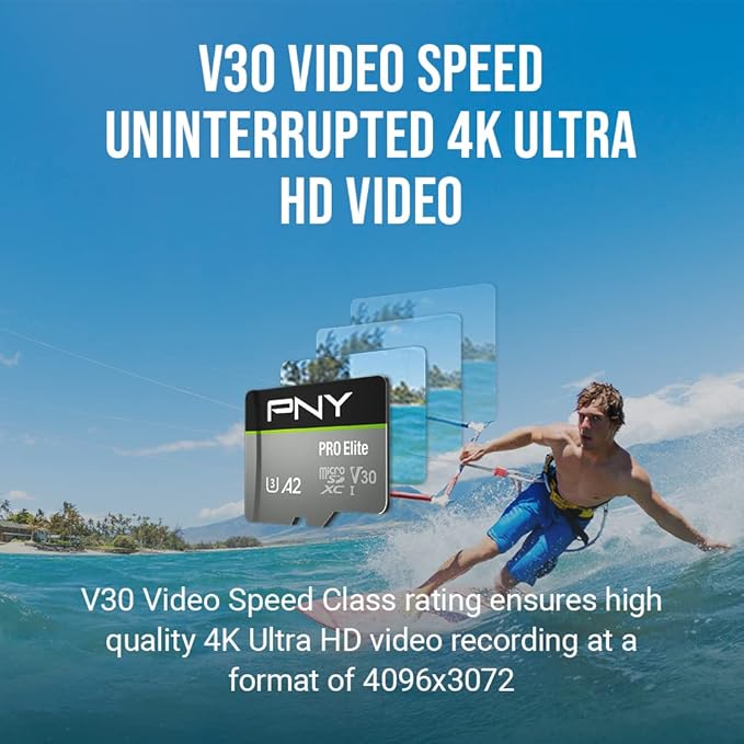 PNY 1TB PRO Elite Class 10 U3 V30 microSDXC Flash Memory Card - 100MB/s, Class 10, U3, V30, A2, 4K UHD, Full HD, UHS-I, Micro SD
