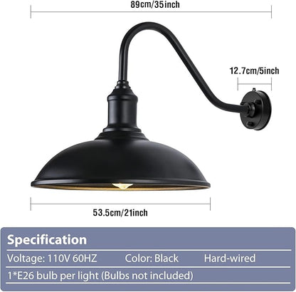 Dusk to Dawn Exterior Farmhouse Lighting, 21" Barn Light Fixture for House with Anti-ponding Bottom, Barn Gooseneck Lighting for Garage Patio Porch (21" Diameter, 1 PC)